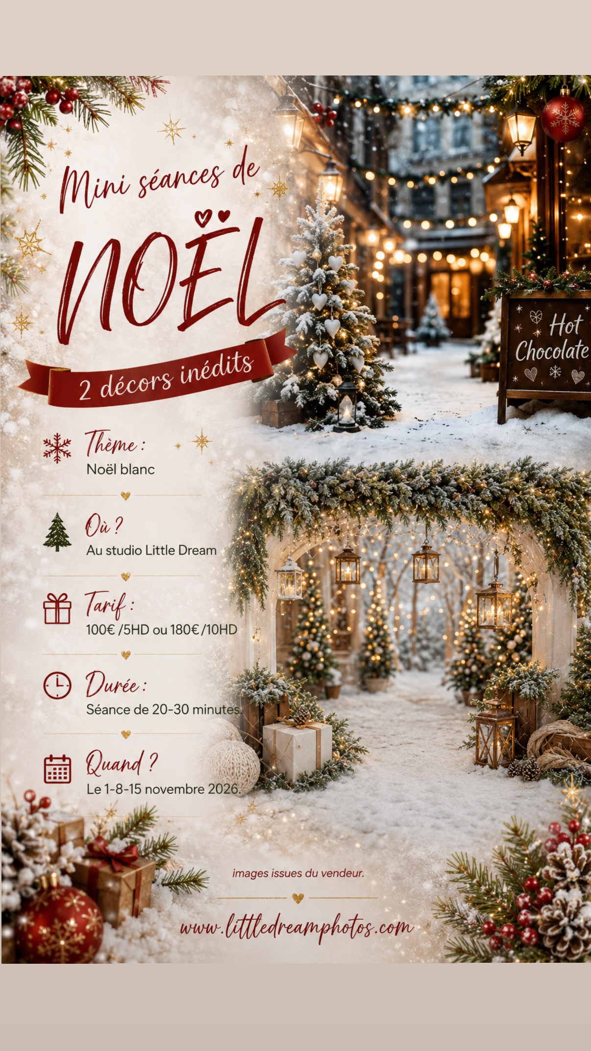 Mini séances de Noël — 2 décors inédits, au studio Little Dream Photography